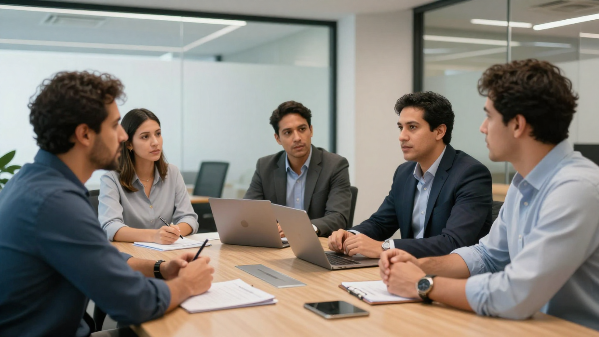 Profissionais em conversa de alinhamento e planejamento, representando o método de atuação da G2C.