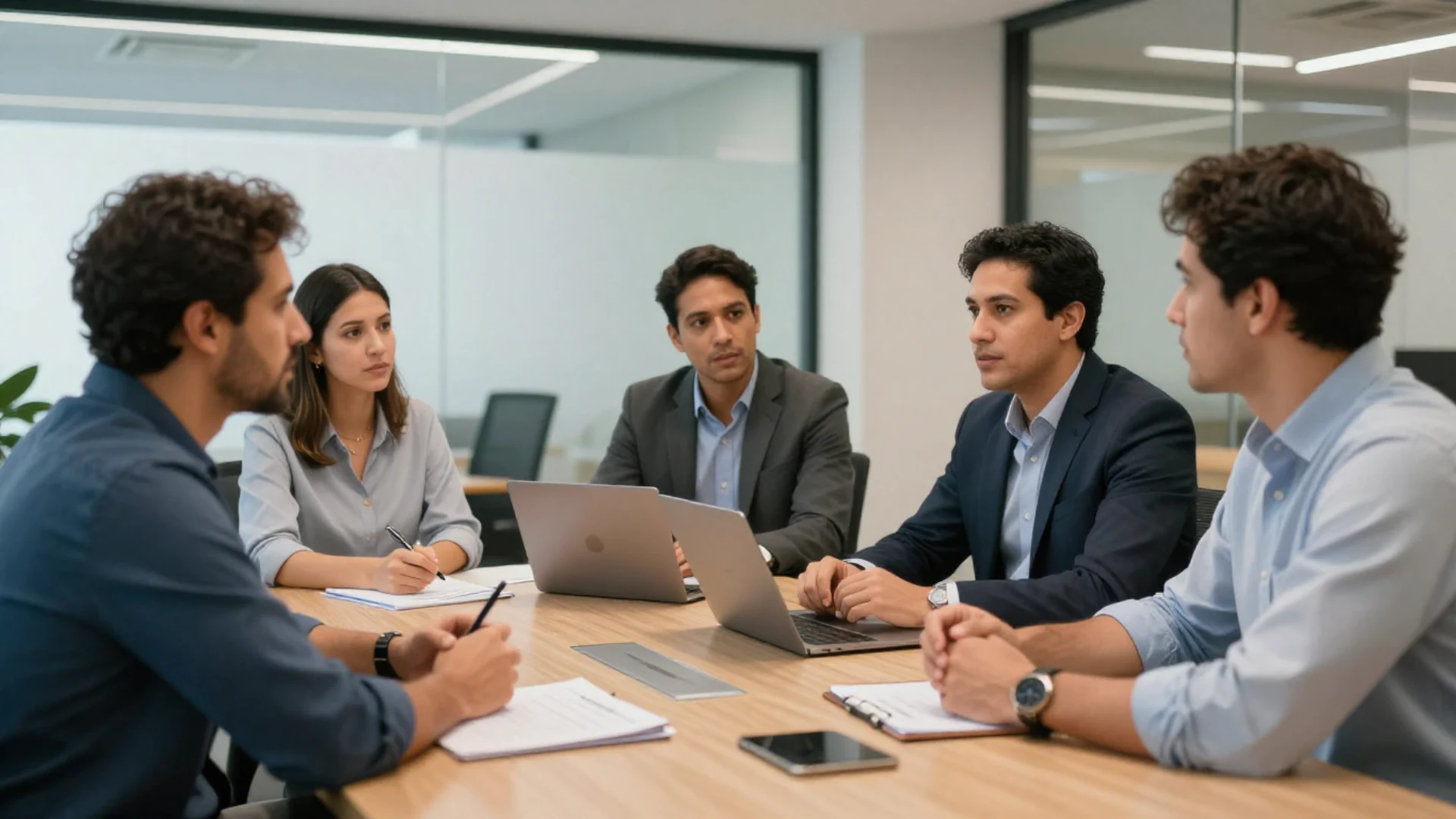 Profissionais em conversa de alinhamento e planejamento, representando o método de atuação da G2C.