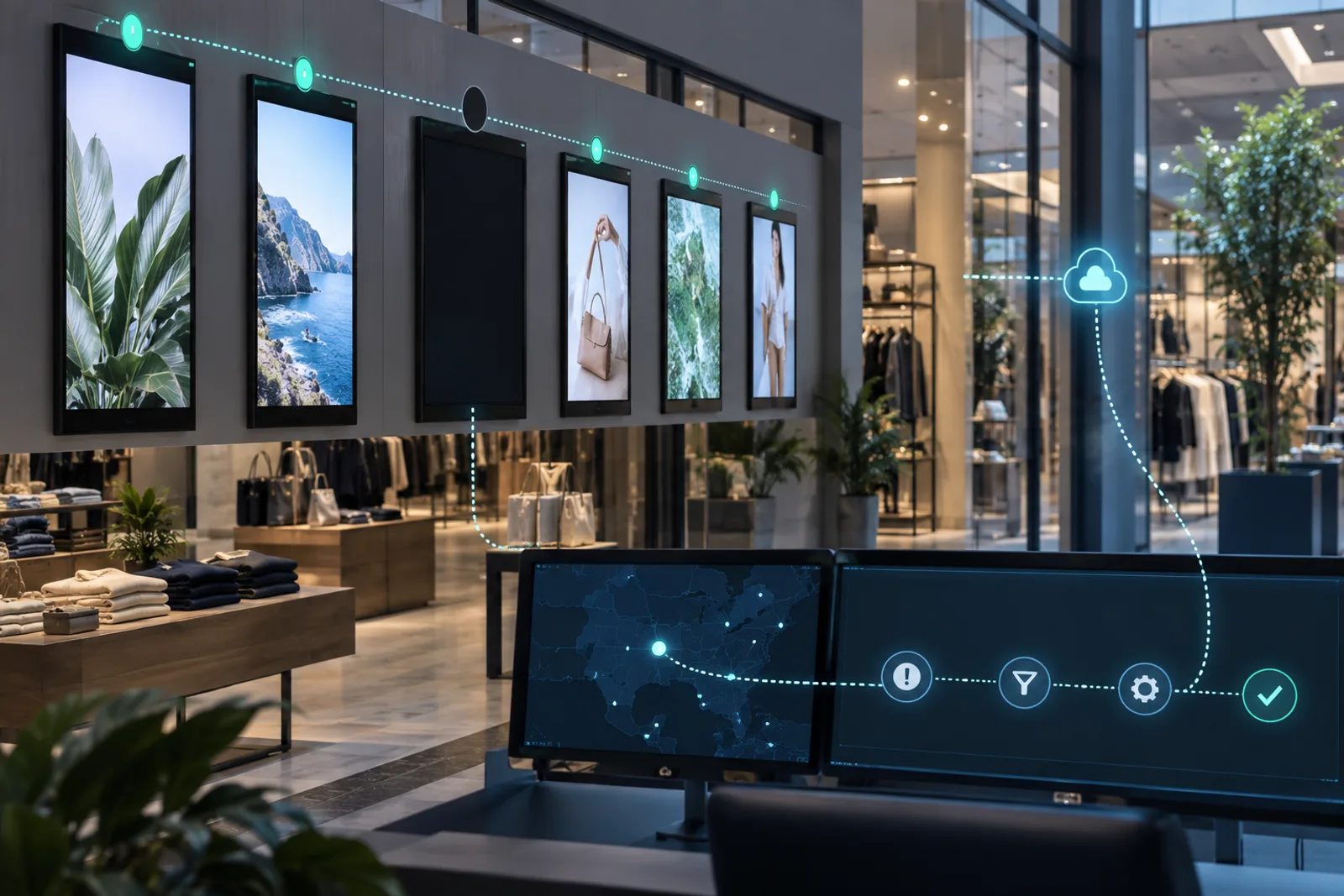 Display indisponível detectado automaticamente em uma operação de Digital Signage